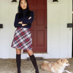Penny Skirt In Red/Blue/Natural Tartan Jacquard 17 Penny Skirt In Red/Blue/Natural Tartan Jacquard -Chicorya Sales M F23 CATALOG S71355 49 D1 PDP