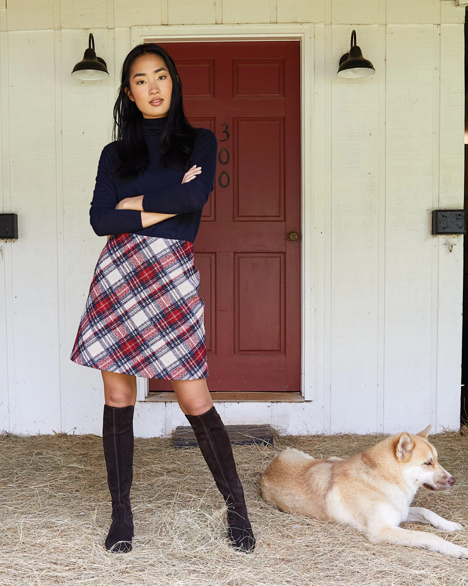Penny Skirt In Red/Blue/Natural Tartan Jacquard 10 Penny Skirt In Red/Blue/Natural Tartan Jacquard - Image 8