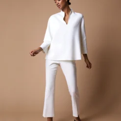 Camilla Top In Ivory Double-Weave Wool -Chicorya Sales M F23 CATALOG S71387 S71388 44 D1 PDP