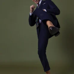 Dress Trouser In Navy Flannel -Chicorya Sales M HOLIDAY 23 CATALOG PDP 25 S67571