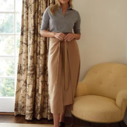 Brooke Tie-Waist Skirt In Camel Hair Flannel -Chicorya Sales M HOLIDAY 23 CATALOG PDP 31