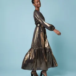 Aba Maxi Dress In Gold Lamé -Chicorya Sales M HOLIDAY 23 CATALOG PDP 43