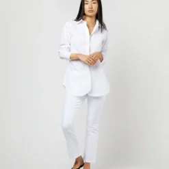 Boyfriend Shirt In White Poplin 11 Boyfriend Shirt In White Poplin -Chicorya Sales S11712 539