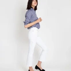 Tomboy Popover Shirt In Navy Gingham Poplin -Chicorya Sales S12854 3