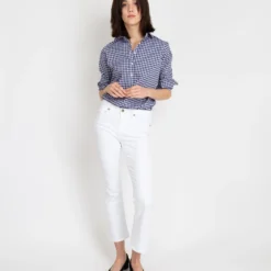 Tomboy Popover Shirt In Navy Gingham Poplin -Chicorya Sales S12854 5