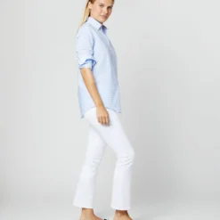 Tomboy Popover Shirt In Sky Blue Gingham Poplin -Chicorya Sales S12855 597