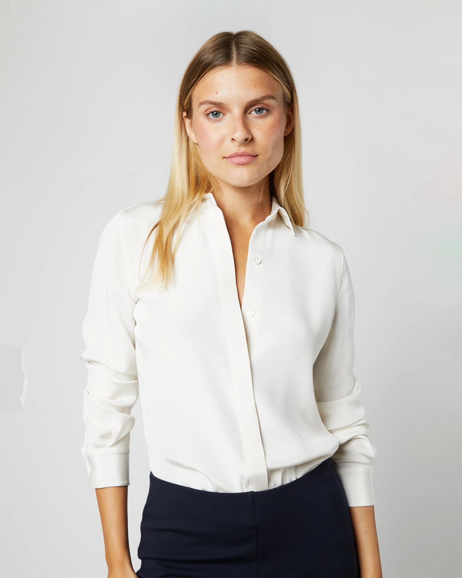 Icon Blouse In Ivory Silk Crepe De Chine 4 Icon Blouse In Ivory Silk Crepe De Chine - Image 2