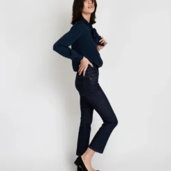 Tie-Neck Blouse In Navy Silk Crepe De Chine -Chicorya Sales S17147 4