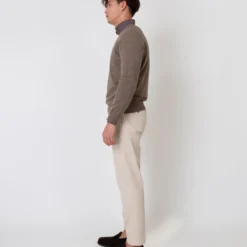 Garment-Dyed Sport Trouser In Stone Lightweight Twill -Chicorya Sales S27264 4