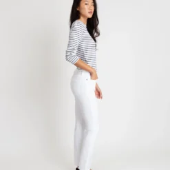 Straight Leg 5-Pocket Jean In White Stretch Denim -Chicorya Sales S30766 4