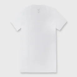 Short-Sleeved Deep-V Tee In White Pima Cotton