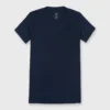 Short-Sleeved Deep-V Tee In Navy Pima Cotton -Chicorya Sales S31941 1