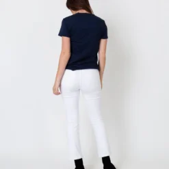 Short-Sleeved Deep-V Tee In Navy Pima Cotton -Chicorya Sales S31941 5