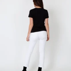 Short-Sleeved Deep-V Tee In Black Pima Cotton -Chicorya Sales S31942 5