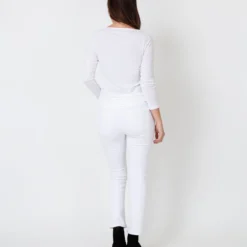 Long-Sleeved Boatneck Tee In White Pima Cotton -Chicorya Sales S31946 5