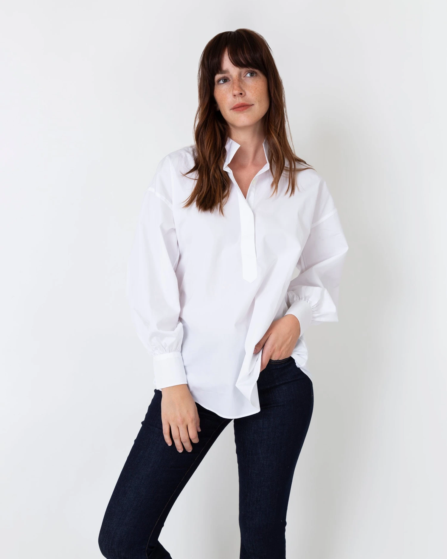 Anaya Popover Shirt In White Poplin 10 Anaya Popover Shirt In White Poplin - Image 8