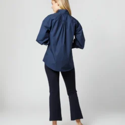 Anaya Popover Shirt In Navy Poplin -Chicorya Sales S38508 241