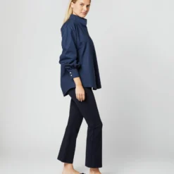 Anaya Popover Shirt In Navy Poplin -Chicorya Sales S38508 244