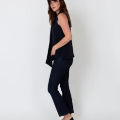 Sleeveless Tie-Neck Blouse In Navy Silk Crepe De Chine -Chicorya Sales S40774 3 1483349c 6d47 4653 a070 d206f94b83ec