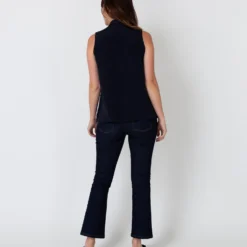 Sleeveless Tie-Neck Blouse In Navy Silk Crepe De Chine -Chicorya Sales S40774 4 10680652 270d 42c7 ab8d 36b49082772f