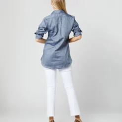 Boyfriend Shirt In Indigo Cotolino Chambray 11 Boyfriend Shirt In Indigo Cotolino Chambray -Chicorya Sales S4131 513