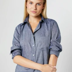Boyfriend Shirt In Indigo Cotolino Chambray 12 Boyfriend Shirt In Indigo Cotolino Chambray -Chicorya Sales S4131 547
