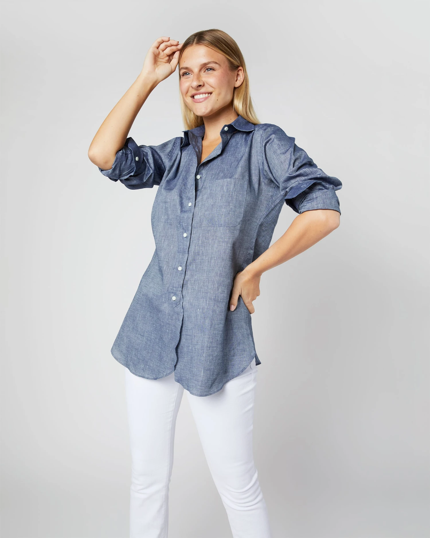 Boyfriend Shirt In Indigo Cotolino Chambray 8 Boyfriend Shirt In Indigo Cotolino Chambray - Image 6