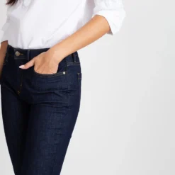 Flare Cropped 5-Pocket Jean In Indigo Stretch Denim -Chicorya Sales S42279 10