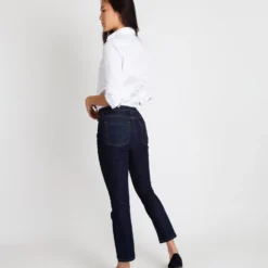 Flare Cropped 5-Pocket Jean In Indigo Stretch Denim -Chicorya Sales S42279 9