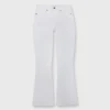 Flare Cropped 5-Pocket Jean In White Stretch Denim -Chicorya Sales S42280 1