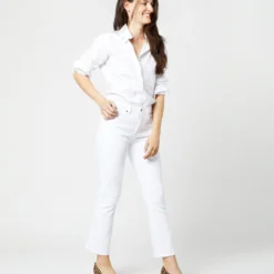 Flare Cropped 5-Pocket Jean In White Stretch Denim -Chicorya Sales S42280 2038