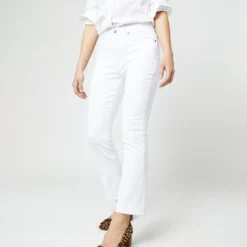 Flare Cropped 5-Pocket Jean In White Stretch Denim -Chicorya Sales S42280 2113