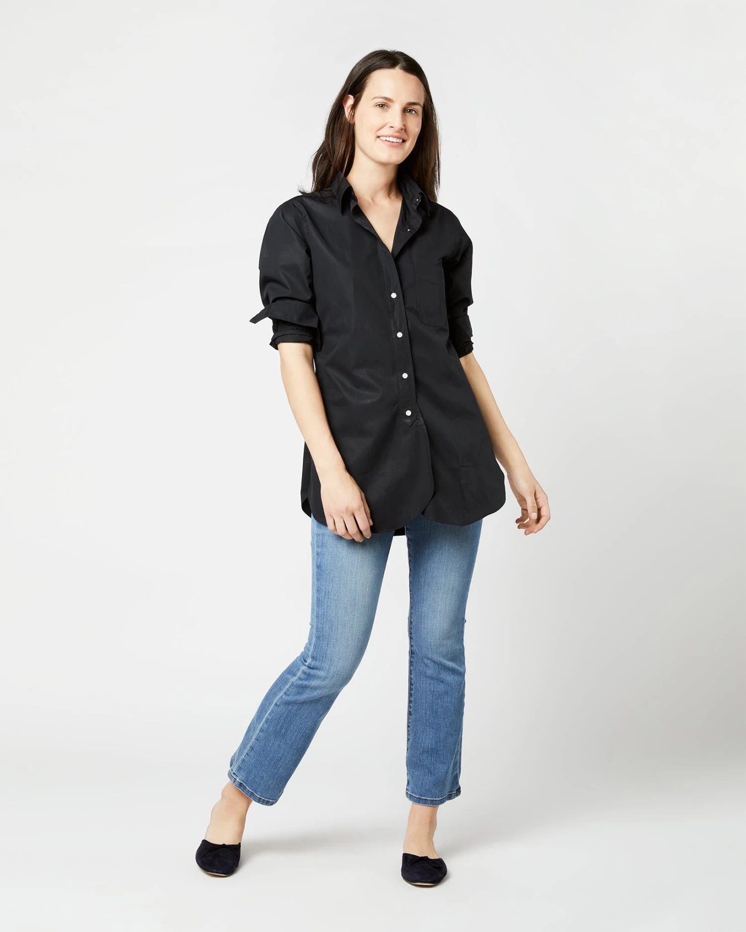 Boyfriend Shirt In Black Poplin 4 Boyfriend Shirt In Black Poplin - Image 2