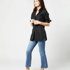 Boyfriend Shirt In Black Poplin 12 Boyfriend Shirt In Black Poplin -Chicorya Sales S4660 1664