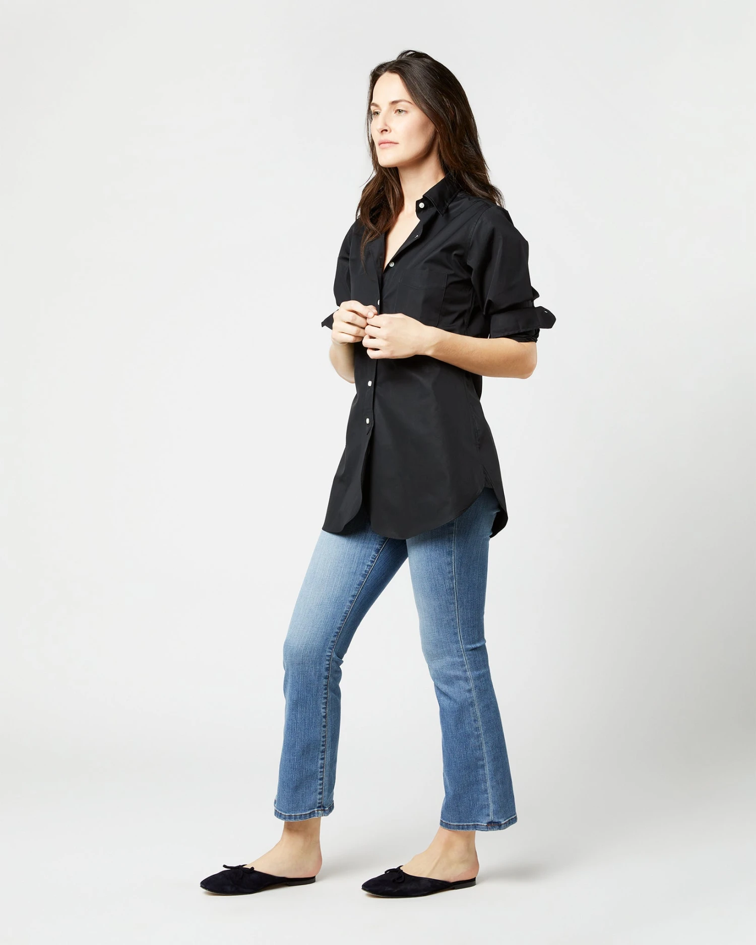 Boyfriend Shirt In Black Poplin 5 Boyfriend Shirt In Black Poplin - Image 3