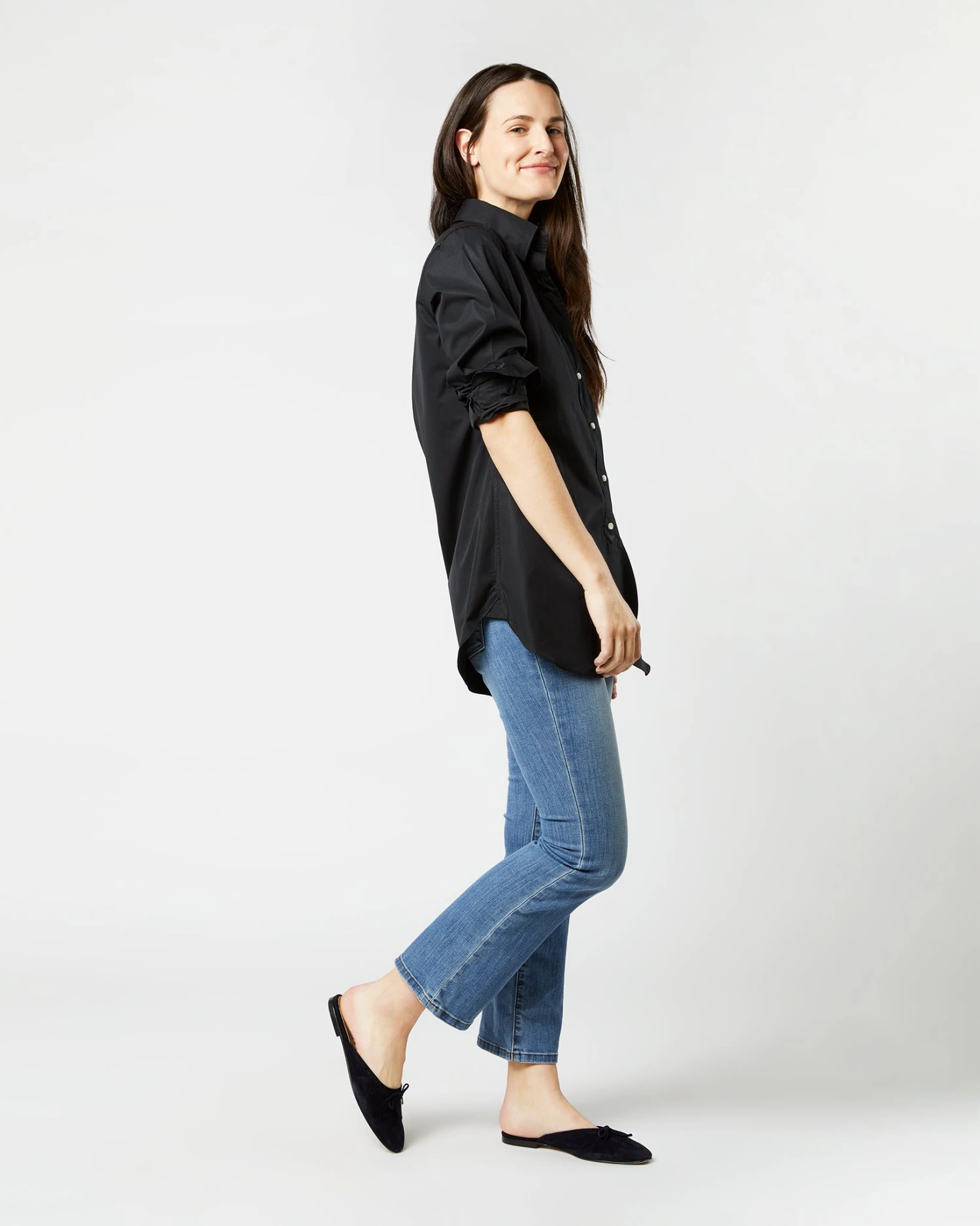 Boyfriend Shirt In Black Poplin 7 Boyfriend Shirt In Black Poplin - Image 5