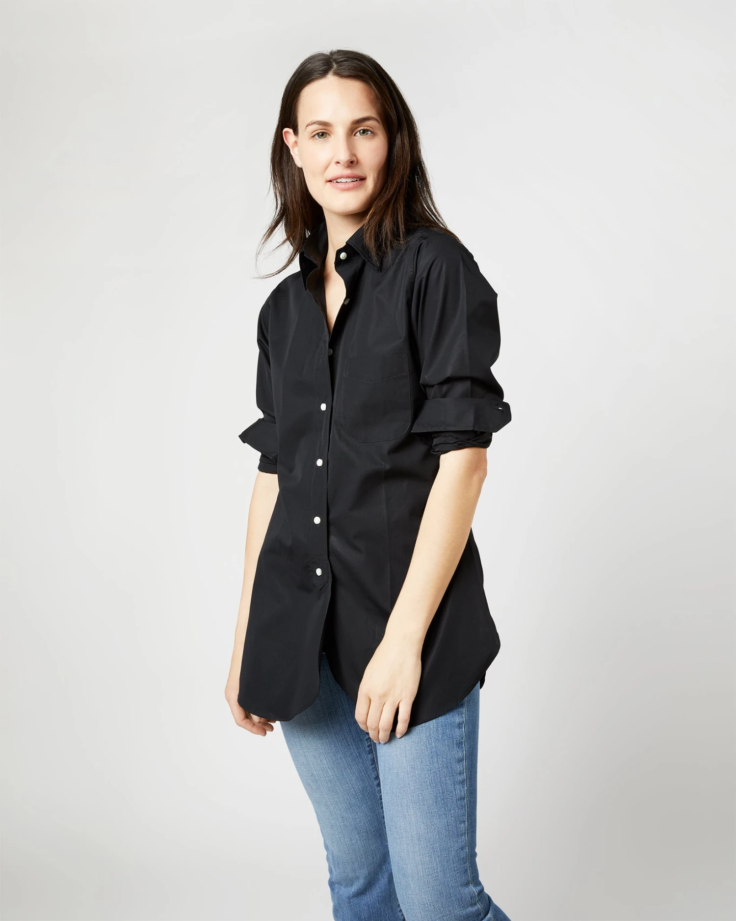 Boyfriend Shirt In Black Poplin 8 Boyfriend Shirt In Black Poplin - Image 6
