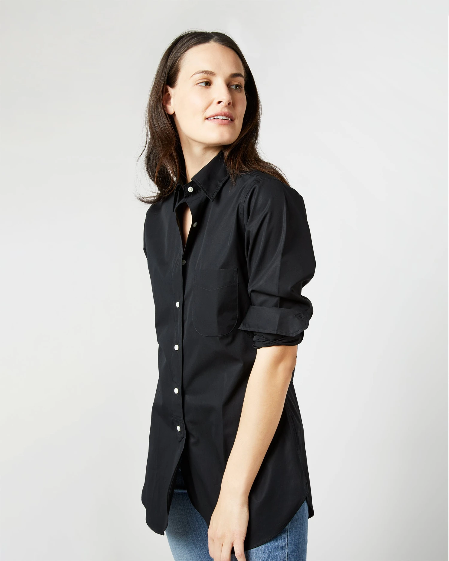 Boyfriend Shirt In Black Poplin 9 Boyfriend Shirt In Black Poplin - Image 7