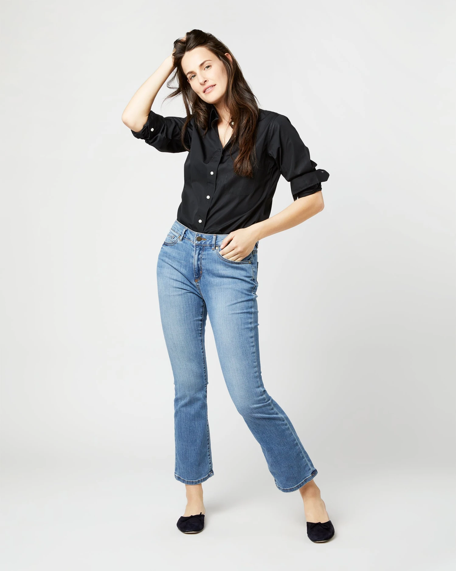 Boyfriend Shirt In Black Poplin 10 Boyfriend Shirt In Black Poplin - Image 8