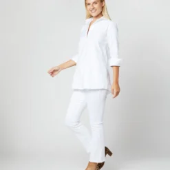Designer Tunic In White Roxford -Chicorya Sales S4669 295