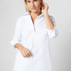 Designer Tunic In White Roxford -Chicorya Sales S4669 336