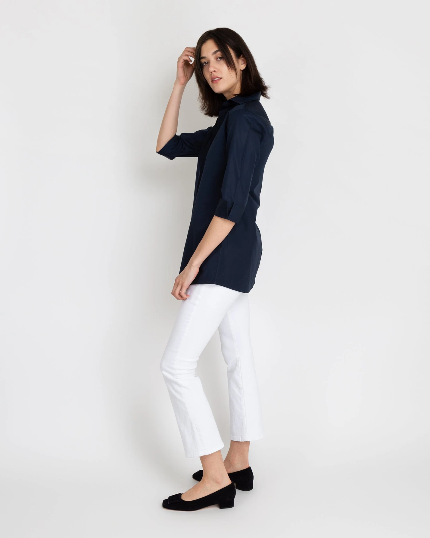 Designer Tunic In Navy Poplin 7 Designer Tunic In Navy Poplin - Image 5