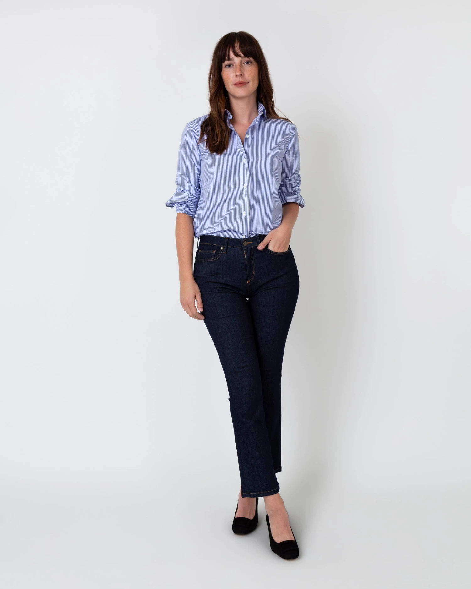 Icon Spread Shirt In Blue Bengal Stripe Poplin 5 Icon Spread Shirt In Blue Bengal Stripe Poplin - Image 3