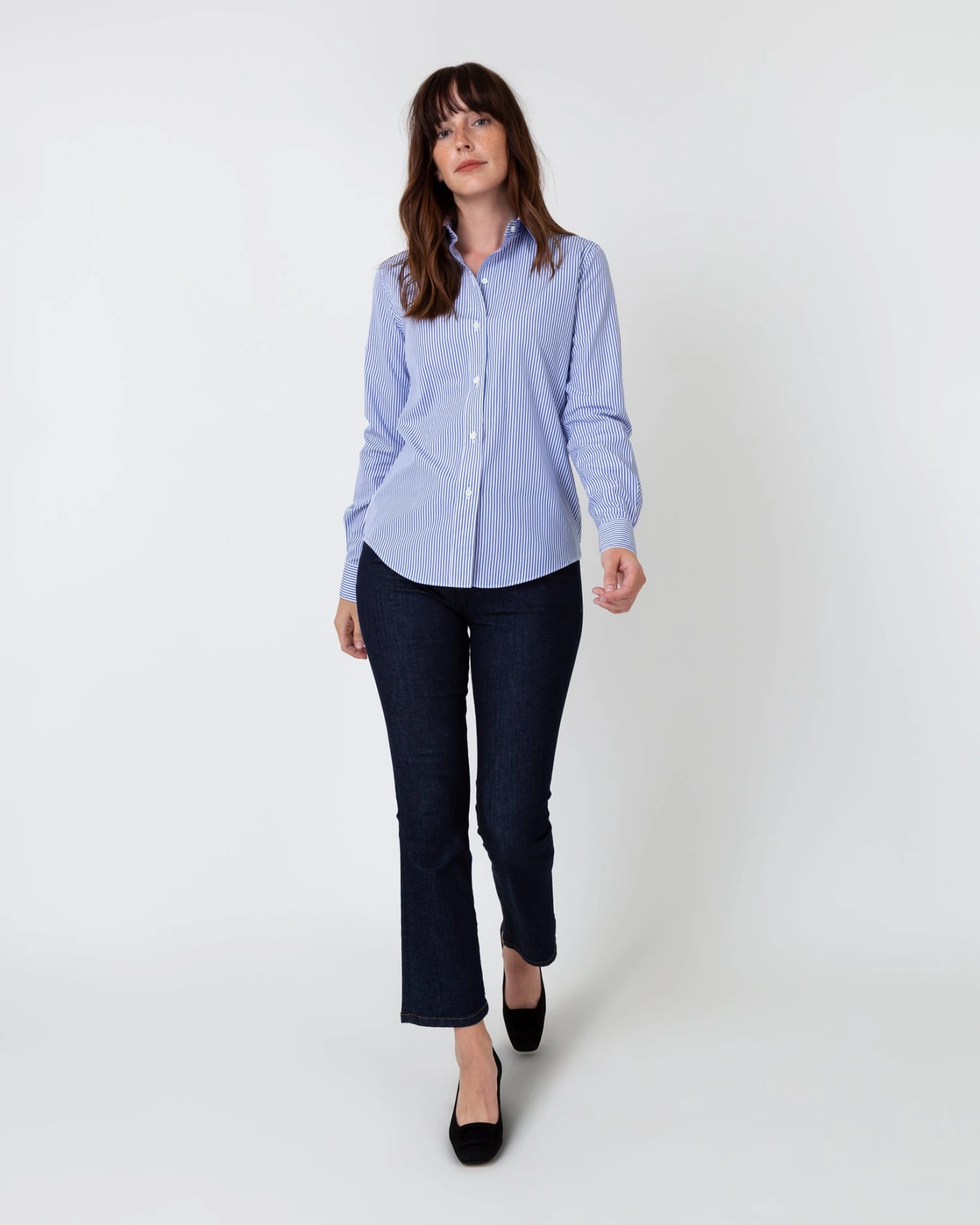 Icon Spread Shirt In Blue Bengal Stripe Poplin 8 Icon Spread Shirt In Blue Bengal Stripe Poplin - Image 6