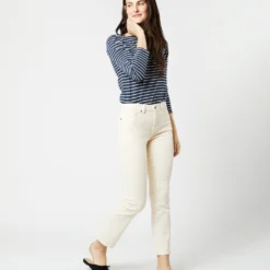 Flare Cropped 5-Pocket Jean In Natural Stretch Denim -Chicorya Sales S53357 2324