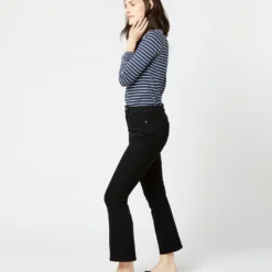 Flare Cropped 5-Pocket Jean In Black Stretch Denim -Chicorya Sales S53358 2188