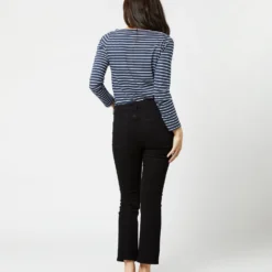 Flare Cropped 5-Pocket Jean In Black Stretch Denim -Chicorya Sales S53358 2199