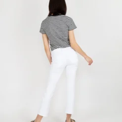 Short-Sleeved Deep-V Tee In Navy/Natural Stripe Jersey 13 Short-Sleeved Deep-V Tee In Navy/Natural Stripe Jersey -Chicorya Sales S54854 4