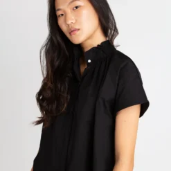 Atelier Kami Top In Black Stretch Poplin 10 Atelier Kami Top In Black Stretch Poplin -Chicorya Sales S55776 3