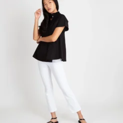 Atelier Kami Top In Black Stretch Poplin 13 Atelier Kami Top In Black Stretch Poplin -Chicorya Sales S55776 6